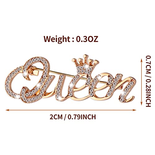 Yolev Queen Crown Brooch Pins For Women Girls Party Fashion Bling Luxury Fashion Rhinestone Crystal Lapel Pin Sweater Shawl Clip Accessories For Dress Clothing (Gold) #TOP1
