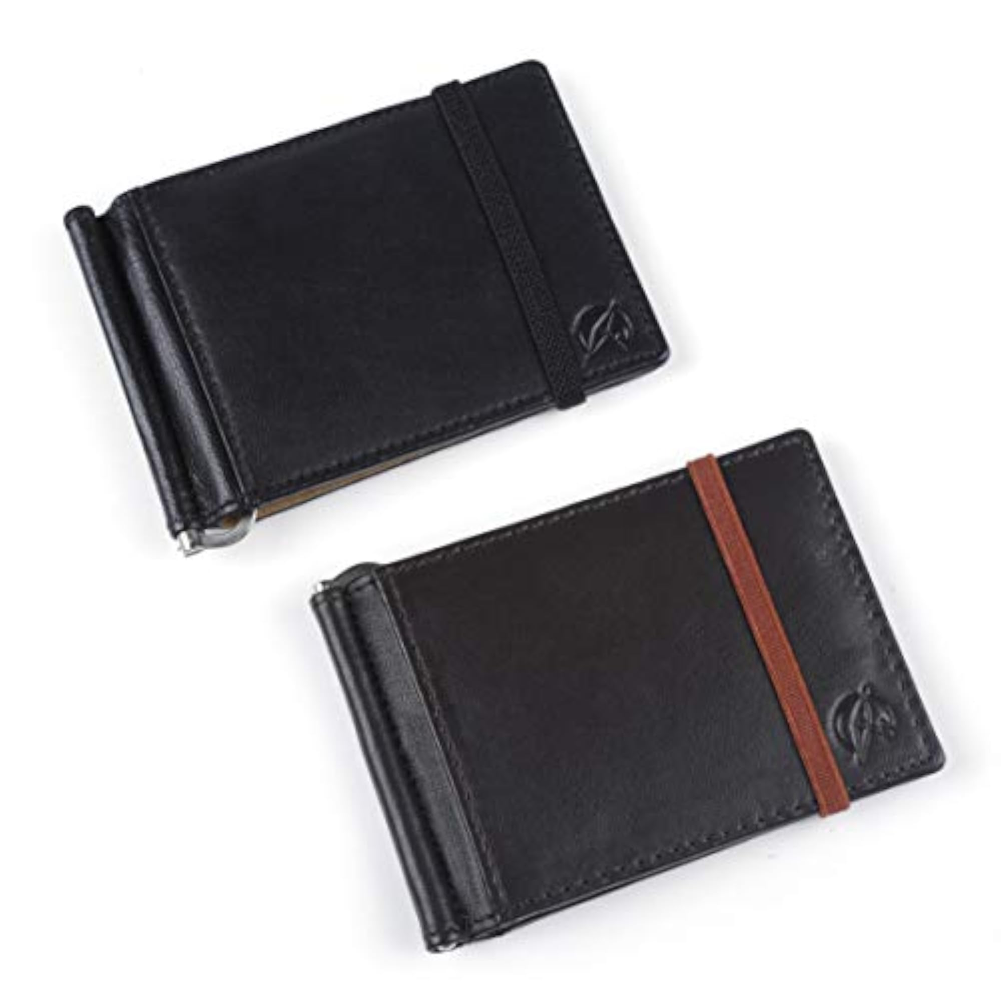 Genuine Leather RFID Slim Money Clip and Card Holder Pack of 2