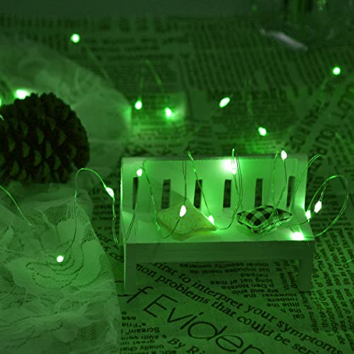 Dalugo Green Fairy Lights, 3m/10ft 30 LED Battery Operated Green String Lights for Halloween Decorations, Christmas, St. Patrick's Day