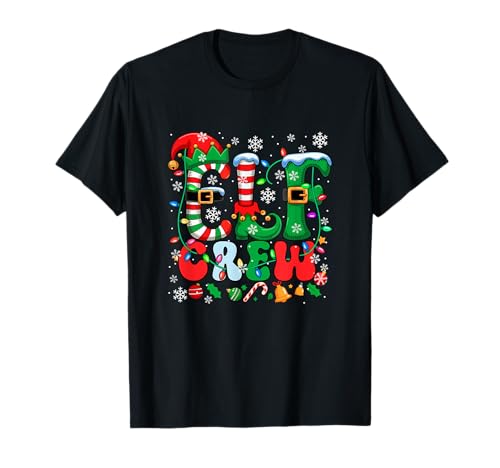 Elf Christmas Crew Signs Elf Kids Family Group Funny Party T-Shirt