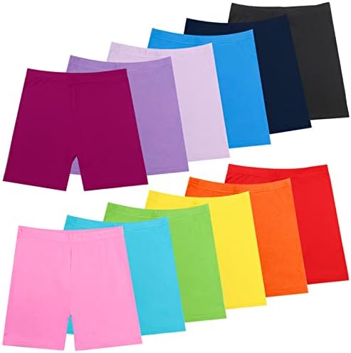 Hollhoff 12 Pack 6-7T Girls Dance Shorts, Bike Shorts for Playgrounds and Gymnastics, Breathable and Safe Active Shorts
