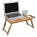 Produktbild Laptoptisch aus Bambus, Notebooktisch mit Schublade, klappbarer Frühstückstablett, höhenverstellbar Betttisch für Lesen oder Frühstücks, Zeichentisch Laptops für Bett, 50 x 30 x 20 cm