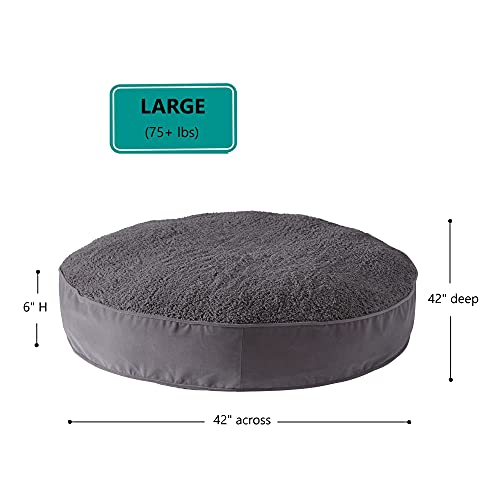 Happy Hounds Scout Deluxe Round Pillow Style Sherpa Dog Bed, Large (42 X 42 In.), Pewter #TOP6