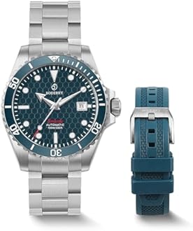 BODERRY Men's Automatic Dive Watch - Japanese Movement, Titanium Case/Bracelet, Sapphire Crystal, 200M Waterproof, Swiss Super-LumiNova, Screw-Down Crown