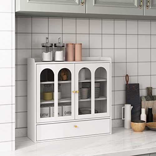 Miocasa Metal Storage Cabinet With Glass Door High Capacity Cup Rack Organizer Coffee Mug Display Box For Kitchen, Counter,Black, 22.83 X 7.09 X 22.05 #TOP1