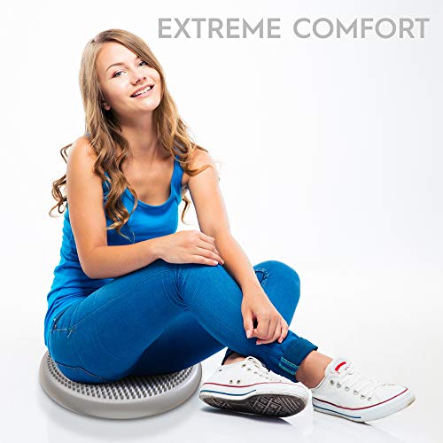 Image of Bouncyband - Wiggle Seat - Silver, 13 inch D - Large Sensory Cushion for Kids Ages 6-18+ - Promotes Active Learning, Improves Student Productivity, Includes Easy-Inflation Pump