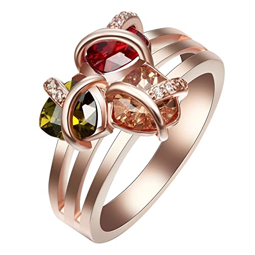 Alliance pour femmes rose et bague d'amour plaquée en Y avec cristaux cubiques