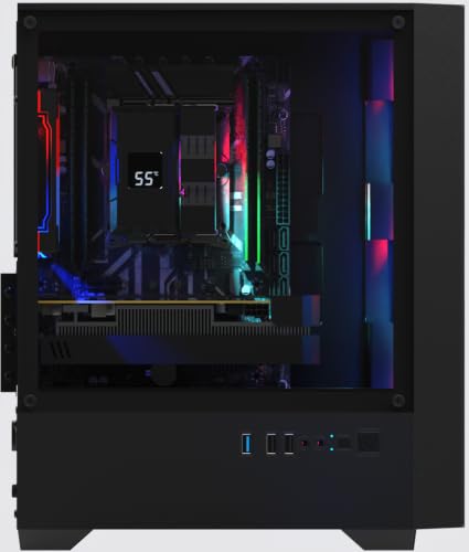 Image of Prebuilt Gaming PC, RTX 3050 8GB DDR6, i7-7700 Up to 4.2GHz, 16GB RAM, 512GB SSD, Gaming Desktop Tower, ARGB Cooling with Temperature Display, WiFi 6, BT 5.3, Win 11 Home