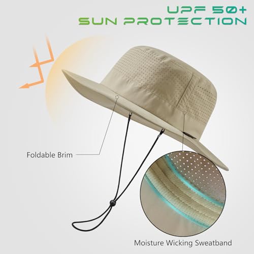Image of UPF 50+ Bucket Sun Hat with Laser Perforated Mesh Cooling Adjustable Breathable Lightweight for Outdoor Men Women