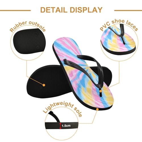 CEBUGI Unisex Flip Flop -Flat Sandal -NonSlip Couple Slippers -Natural Rubber Foam Soles Ultimate Comfort and Durability for Indoor Outdoor|Rainbow Tie-dye2