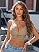 Avidlove Sexy Bra Women V Neck Spaghetti Strap Bra Lace Tops Sexy Cami Crop Top Going Out Lingerie Outfits Khaki