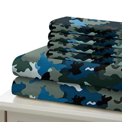 Parure de lit microfibre single avec housse de couette camouflage 3D