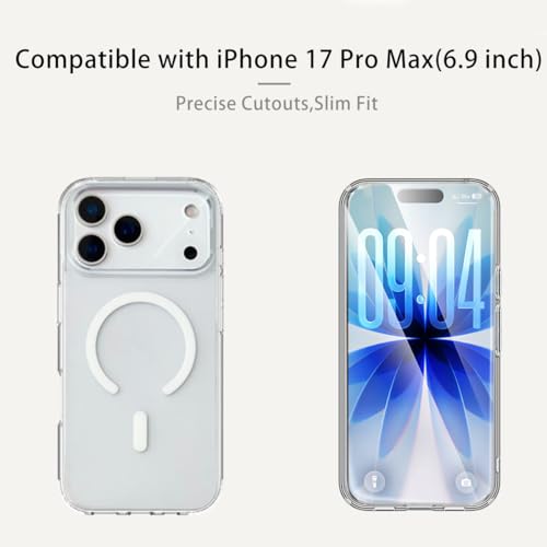 Image of TOPF&B Magnetic Case Compatible with iPhone 17 Pro Max,Compatible with Magsafe,Anti-Yellowing Cover,Transparent Screen Protector,Clear Case for iPhone 17 Pro Max,Crystal Clear