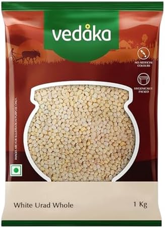 Amazon Brand - Vedaka Unpolished White Urad Whole | 1 Kg | Richest Sources of Protein | No Cholesterol & No Added Additives