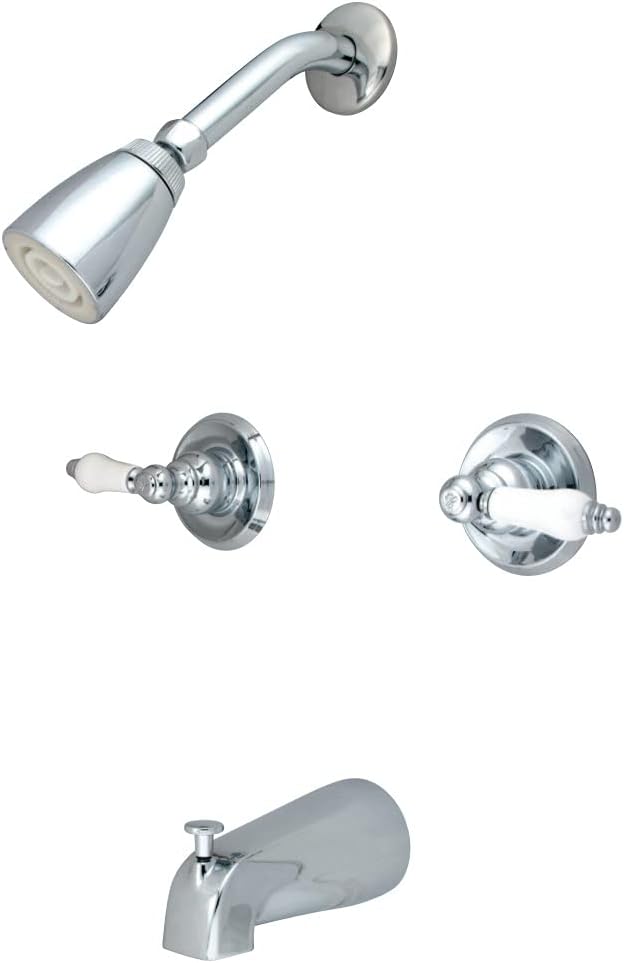 Get Discount Offer Kingston Brass KB242PL Twin Handle Tub and Shower Faucet with Decor Lever Handle, Polished Brass,5-Inch Spout Reach Super Sale 🛒 Kingston Brass KB242PL Twin Handle Tub and Shower Faucet with Decor Lever Handle, Polished Brass,5-Inch Spout Reach