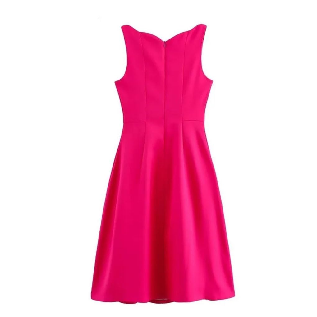Vestido midi para mujer, con lazo profundo, cuello en V, hueco, sin mangas, cintura alta, acampanado, vestidos de fiesta