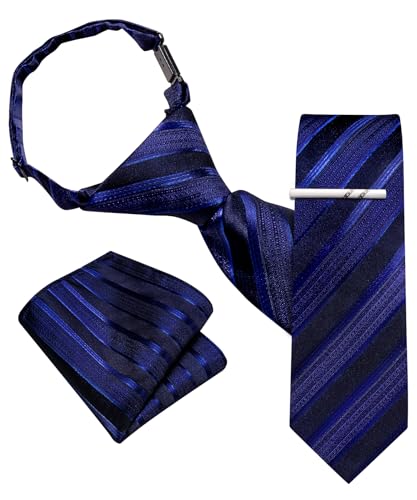 Image of Barry.Wang Boys Ties School Pre-Tied Kids Necktie Handkerchief Clip Set Uniforms Child Ties for 8-14 Years Wedding Party