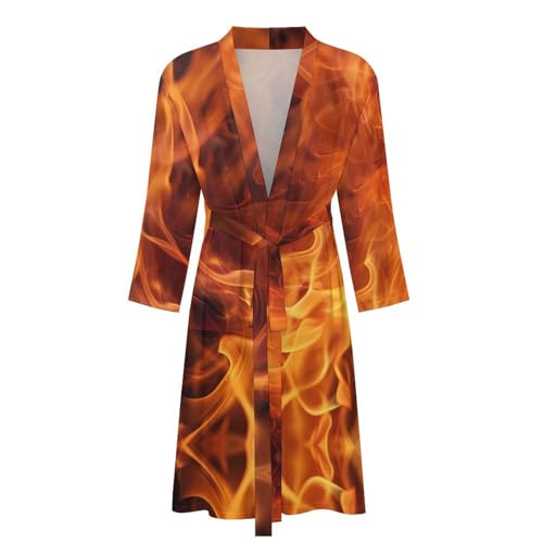 Burning Flames Funny Men's Robe Novelty Soft Lightweight Bathrobe Long-sleeve Spa Robes4