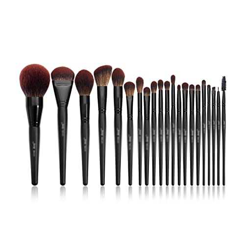 AYMAYA Makeup Brush Sets, Makeup Brushes Set Premium Synthetic Big Powder Foundation Concealer Eyeshadow Eyeliner Spoolie Wooden