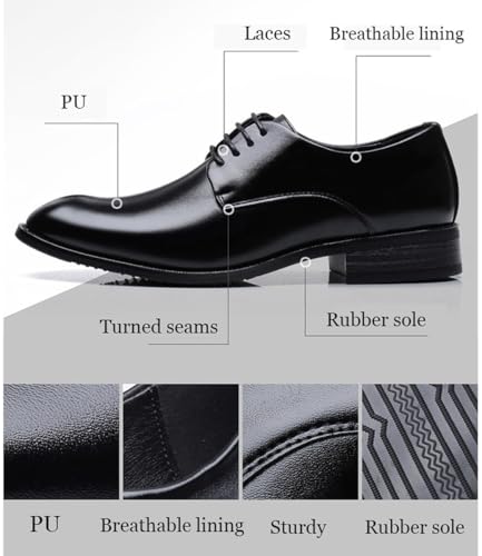 Men's Lace Up Formal Oxford Dress Shoes with Non-Slip Rubber Sole Comfortable Business Derby Shoes4