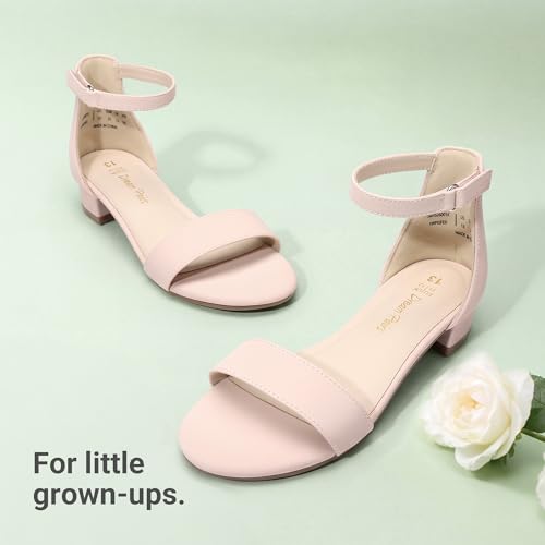 Image of DREAM PAIRS Girls Sandals Low Heel Dress Pump Ankle Strap Flower Wedding Party Shoes for Little Kid /Big Kid