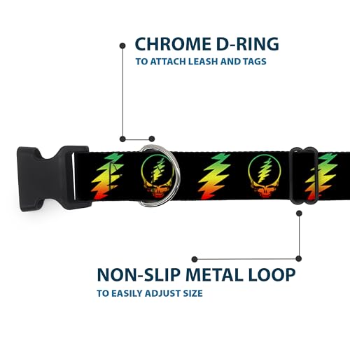 Collar de clip de plástico Buckle-Down ajustable de poliéster resistente negro rasta 6