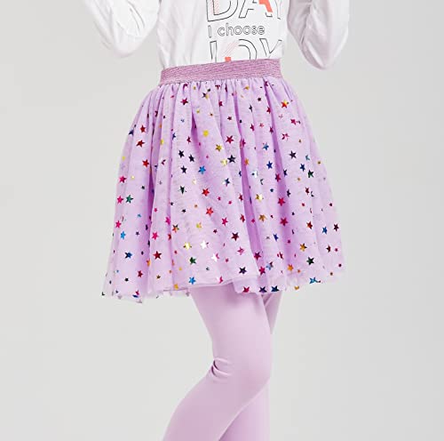 Danichins Girl's Layered Tutu Skirt Tulle Princess Skirt (White, Lt.purple, 6) #TOP2