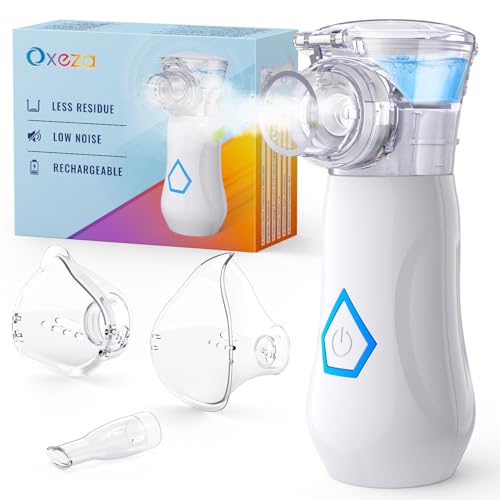 Oxeza Tragbarer Inhalationsgerät, Leiser Inhaliergeräte für Erwachsene, über USB-C Aufladbarer Inhalator für alle Altersgruppen, einstellbarer Sprühnebel, mit Selbstreinigungsfunktion