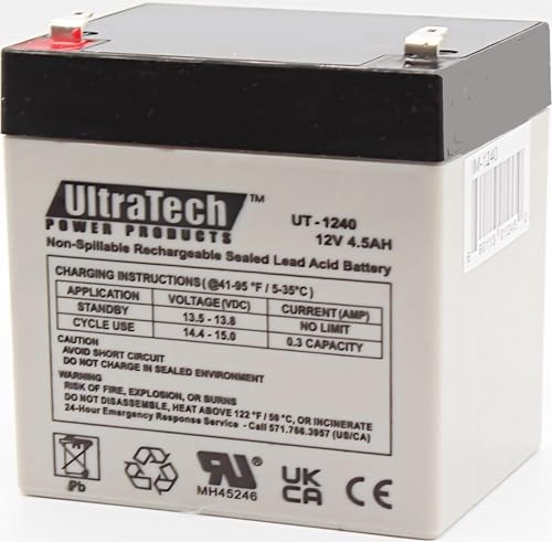 UltraTech UT-1240 / UT-1250-F1 12V, 4.5Ah Sealed Lead Acid Alarm Battery UT1240 UT-1250-F1 ISO9001 - Thumbnail 2