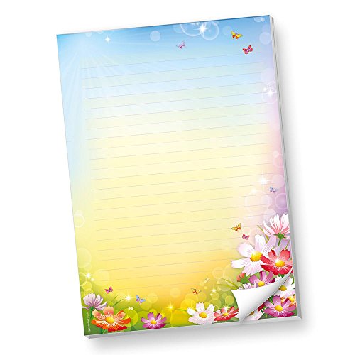 tatmotive Bloc de notas DIN A4 a rayas, Florentina, 2 blocs de papelería, diseño de flores de colores