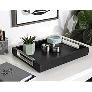 Kate and Laurel Heller Modern Rectangular Tray, 12 x 16, Black, Wood Tray for Storage and Display Kate and Laurel Heller Modern Rectangular Tray 12 x 16 Black Wood Tray for Storage and Display