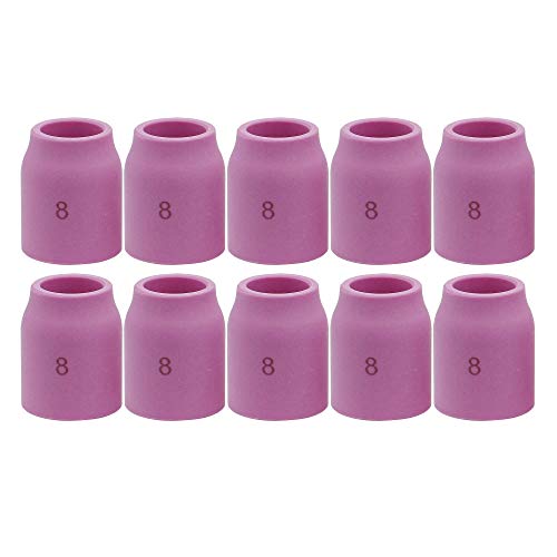 Image of 10PK TIG Gas Lens Alumina Nozzle 53N61S 8# 1 /2 inch For SR WP 9 /20 & 17 /18 /26 | 10PK TIG Gas Lens Alumina Nozzle Ceramic Cup 53N61S 8# 1 /2 inch For PTA SR DB WP 9 /20 & PTA SR DB WP 17 /18 /26 TIG Welding Torch