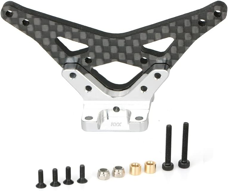 KYX Racing Carbon Fiber Rear Shock Tower Wing Stay Upgrades Parts Accessories for 1/16 RC Crawler Car LOSI Mini-B Buggy (Black) image 5