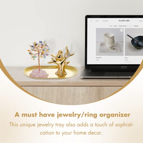 Innolites Bird Ring Holder For Jewelry, Crystal Tree Ring Dish, Jewelry Holder Trinket Tray For Engagement Wedding Ring Display Holder Stand, Christmas Birthday Gifts For Women #TOP2