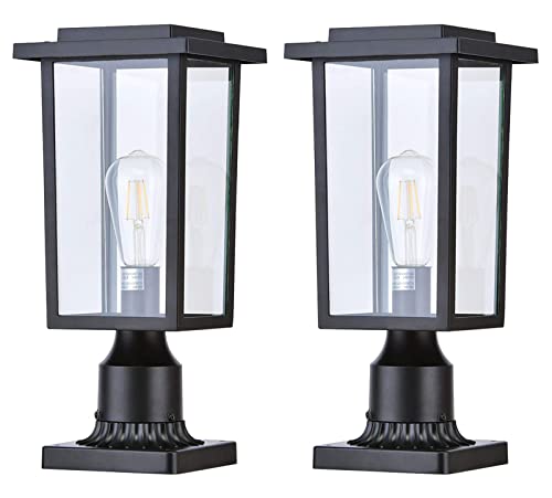 Outdoor Post Light 2 Packs Exterior Pole Lantern Lighting Fixture With E26 Base Waterproof Matte Black Finish Lamp For Patio Garden (Bulb Not Inclunded) #TOP21