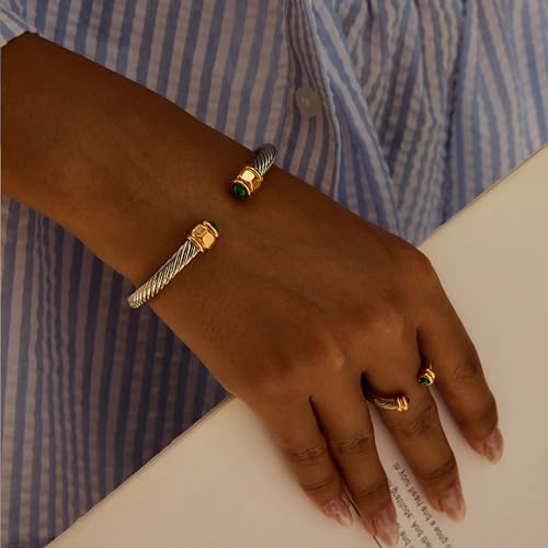 Twisted Cable Wire Cuff Bracelets for Women Stainless Steel Bracelet Dainty Open Charm Bangle Trendy Jewelry4