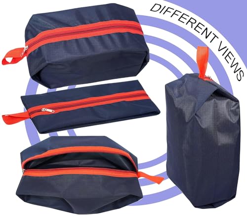 Image of Storite Pack of 4 Shoe Bags for Travel & Storage | Durable Shoe Organizer Pouches for Men & Women | Reusable Waterproof Shoe Covers with Zipper (40x13x18 Cm, Blue & Red)