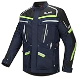 ILM Men's Street Motorcycle Jacket with CE Armor and Detachable Thermal Liner All Season Waterproof Adventure Touring Jackets Model JRL3 Blue, L