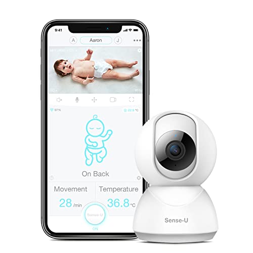 Sense-U Babyphone vidéo pour bébé avec caméra zoom orientable à distance, conversation 2 voies, vision nocturne, audio de fond, détection de mouvement (compatible avec Sense-U Baby) Cover