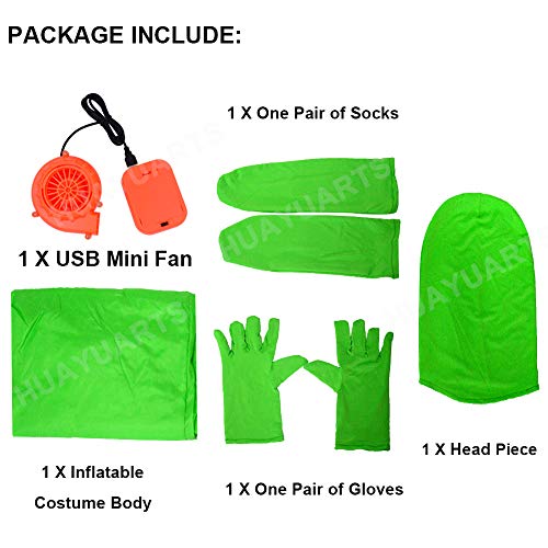 Inflatable Masquerade Costume Full Body Suit Air Blow up Costumes Fancy Dress Ball Party Christmas Carry Funny Cosplay Halloween Carnival Jumpsuit Suit Outfit (Green)
