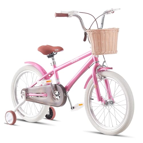 TRIOBLADE Girls Bike 16" 18" 20" 22" Kids Bike Pink Children Bicycle with Stabilizers Basket, Girls Children Bike Gift Ages 2-9 Years Old Adjustable Seat (14 inch)