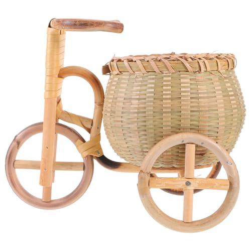 BESPORTBLE to Weave Bread Basket mini Bikes Tricycle Shape Storage Rack Tray Decorate Bamboo Bamboo Basket Household Breakfast Plate Cart Rack Platter Wicker Basket Pen Storage Basket