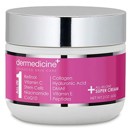 All In One Super Anti-Aging Cream for Face with Retinol, Vitamin C, Stem Cells, Vitamin E, CoQ10, Collagen, Hyaluronic Acid, DMAE, Peptides, Niacinamide for More Youthful Looking Skin 2 oz / 60 g