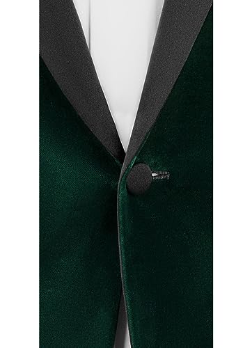 Mens 2-Piece Dark Green Velvet Suit Classic One Button Tuxedo Slim Fit Dinner Jacket & Pants #TOP1