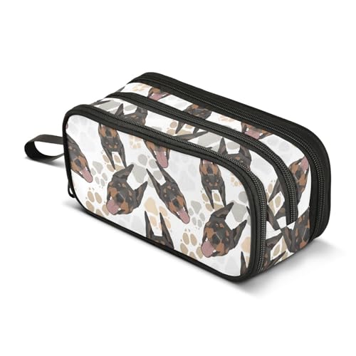 Image of Pencil Case Doberman Dog 3 Compartments Pencil Pouch | Big Capacity,Aesthetic,Organizer Markers,Pencil Box,,Boys,Girls,Adults,Students,Back to School Season,Gift