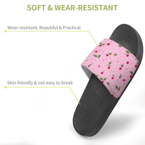 Cute Cherry Pattern House Slippers for Women Men Lightweight Open-toe Slide Shoes for Bathroom Swimming Beach3