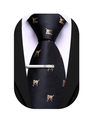 Image of Barry.Wang Silk Ties for Men Fun Necktie and Tie Clip Set for Wedding Party Business Formal Extra Long