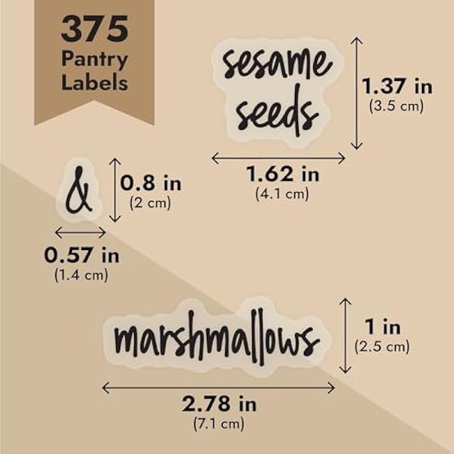 Talented Kitchen Pantry Labels for Containers - 375 PC Clear Vinyl Black Script - Peel & Stick Food Container Labels & Kitchen Pantry Organization Stickers