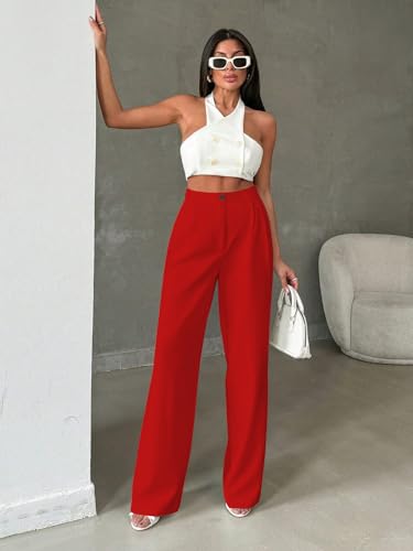 Image of Toochki Trousers for Woman Pants Women's Formal Office Korean | Black Track Pant | Straight | Cotton Spandex Stretchable Trouser | High-Waisted Bottom Wear