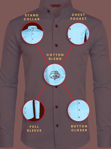 Image of Men's Slim Fit Beige Color Cotton Blend Casual Shirt